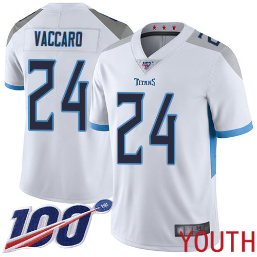 Tennessee Titans Limited White Youth Kenny Vaccaro Road Jersey NFL Football #24 100th Season Vapor Untouchable->tennessee titans->NFL Jersey